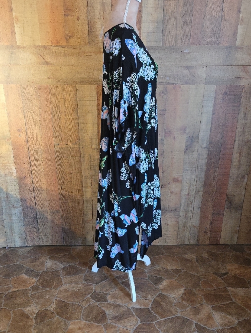 Black Floral Maxi Dress with Blue Accents - Picture 8 of 9